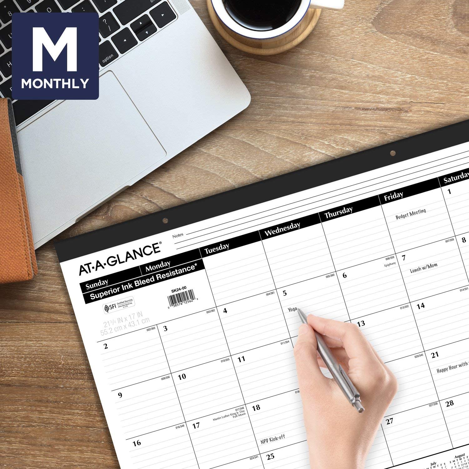 AT-A-GLANCE Desk Calendar 2023, Office Desk Pads, Monthly, 21-3/4" x 17", Large, Ruled Blocks, 3 Pack (AZSK2400) - Image 2
